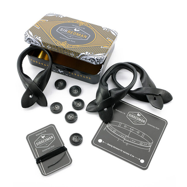 Sir Redman Paquete combinado de tirantes y pajarita | Beige/negro | Tirantes tradicionales para hombre