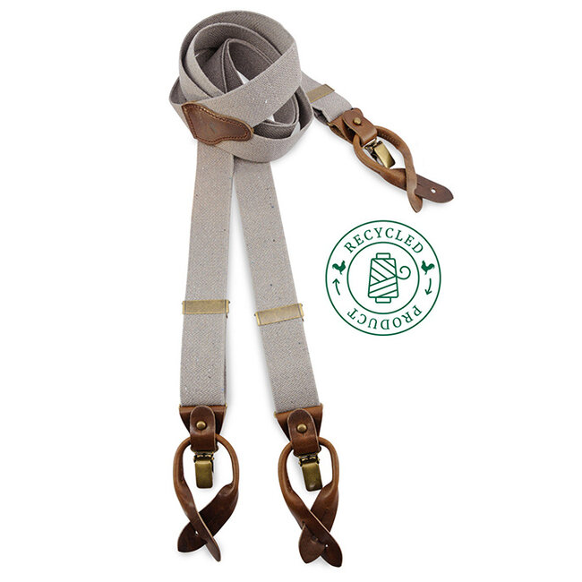 Sir Redman Bretels en Vlinderdas combipack | Taupe/Grijs | Traditionele bretels voor heren