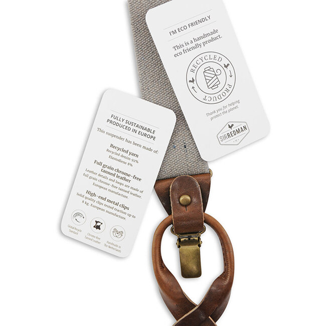 Sir Redman Bretels en Vlinderdas combipack | Taupe/Grijs | Traditionele bretels voor heren