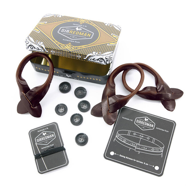 Sir Redman Bretels en Vlinderdas combipack | Taupe/Grijs | Traditionele bretels voor heren