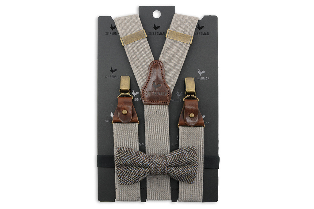 Sir Redman Traditionele bretels voor heren -  Sir Redman Combi Pack Richy Recyled Taupe