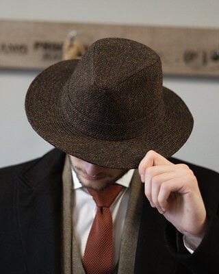 Denholm Harris Tweed Fedora Brown