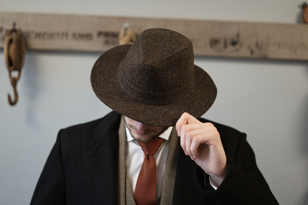 Denholm Harris Tweed Fedora Brown Barleycorn