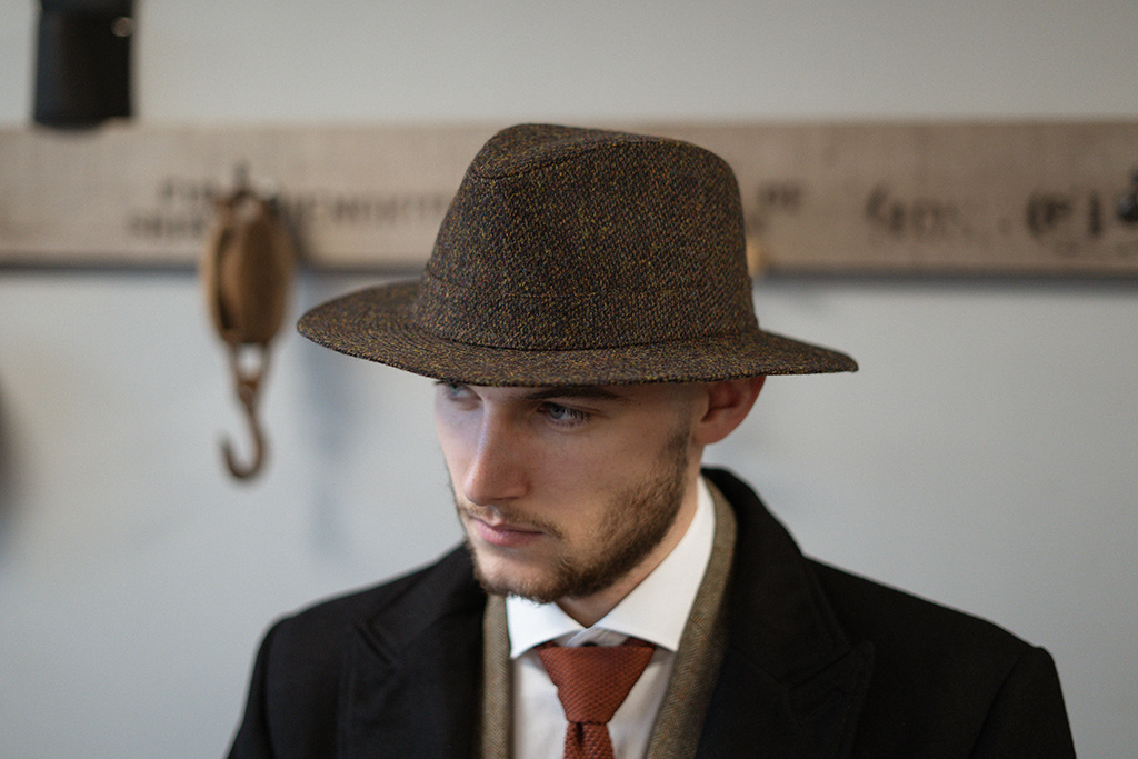 Denholm Harris Tweed Fedora Brown Barleycorn