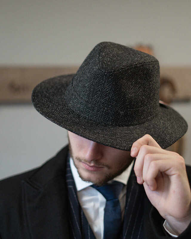 Denholm Harris Tweed Fedora Zwart HB