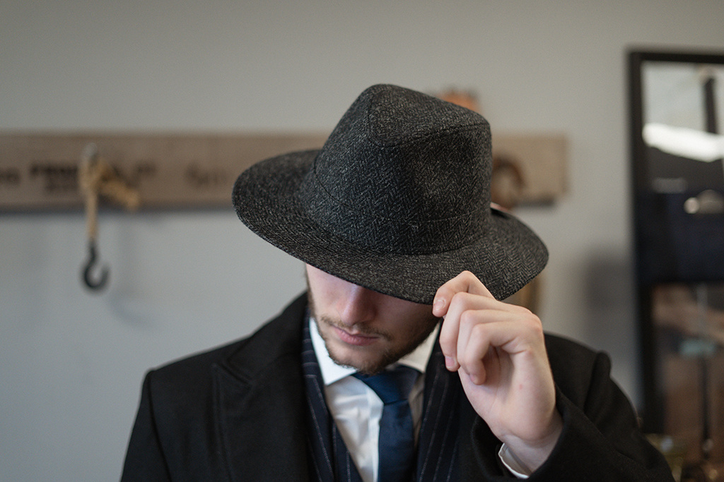 Denholm Harris Tweed Fedora Black HB