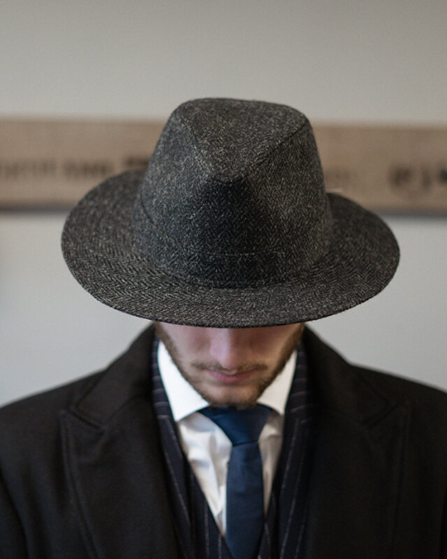 Denholm Harris Tweed Fedora Noir HB