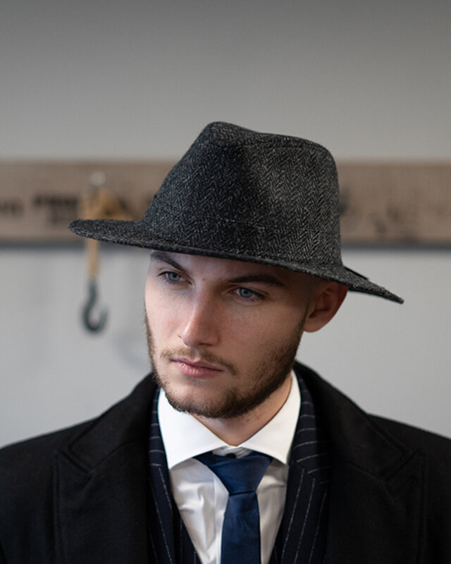 Denholm Harris Tweed Fedora Noir HB