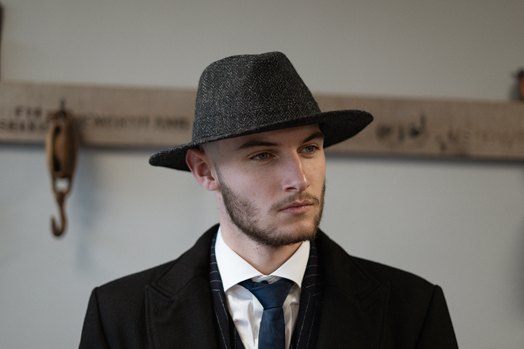 Denholm Harris Tweed Fedora Noir HB