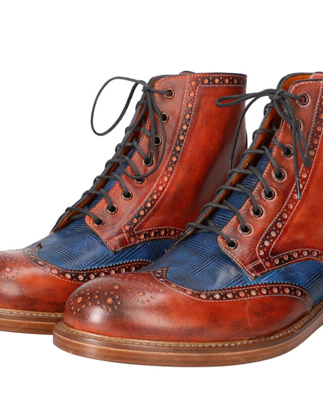 Handgeschilderde John Schoenen Bruin-Blauw