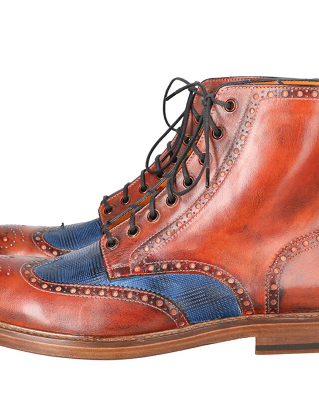 Handgeschilderde John Schoenen Bruin-Blauw
