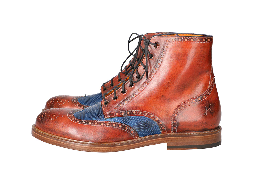 Hand-painted John Shoes Brown-Blue