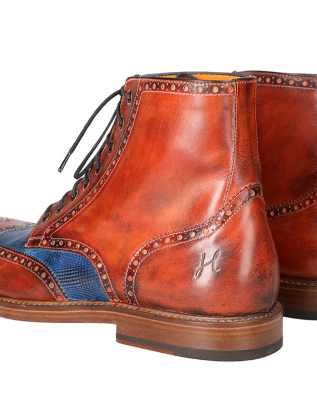 Handgeschilderde John Schoenen Bruin-Blauw