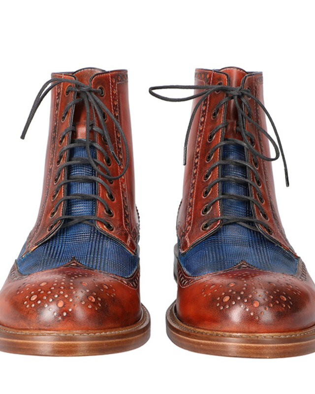 Handgeschilderde John Schoenen Bruin-Blauw