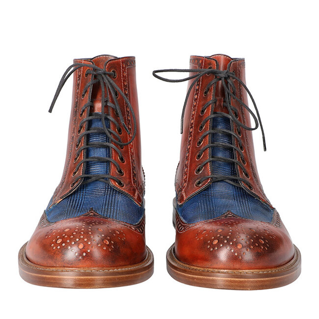 Chaussures John peintes à la main Marron-Bleu