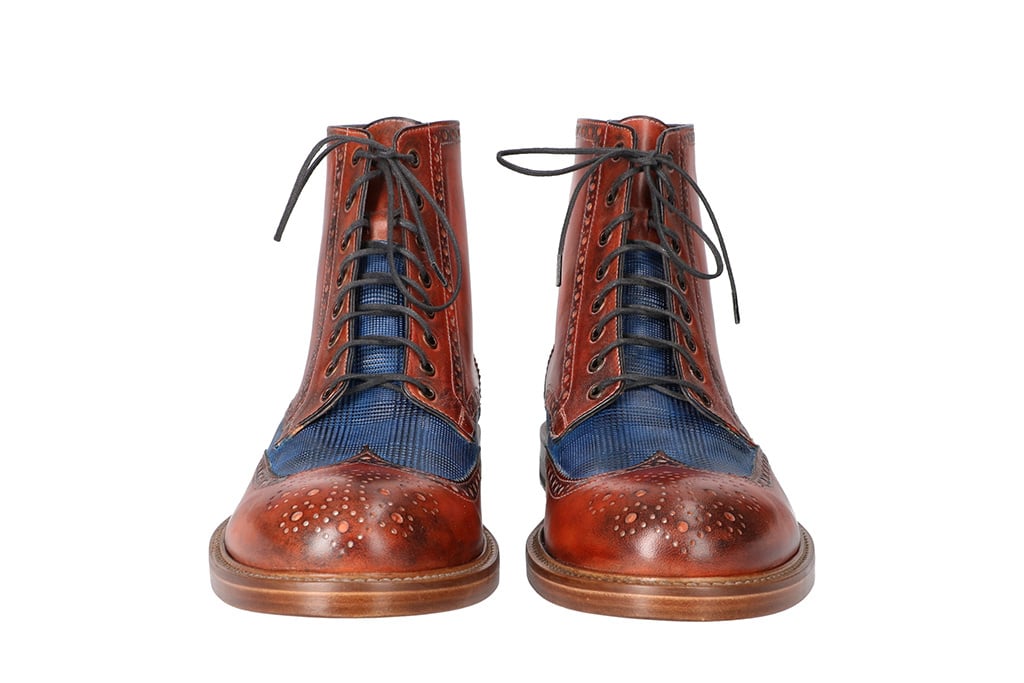 Hand-painted John Shoes Brown-Blue