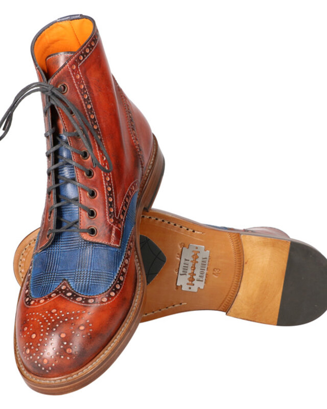 Handgeschilderde John Schoenen Bruin-Blauw