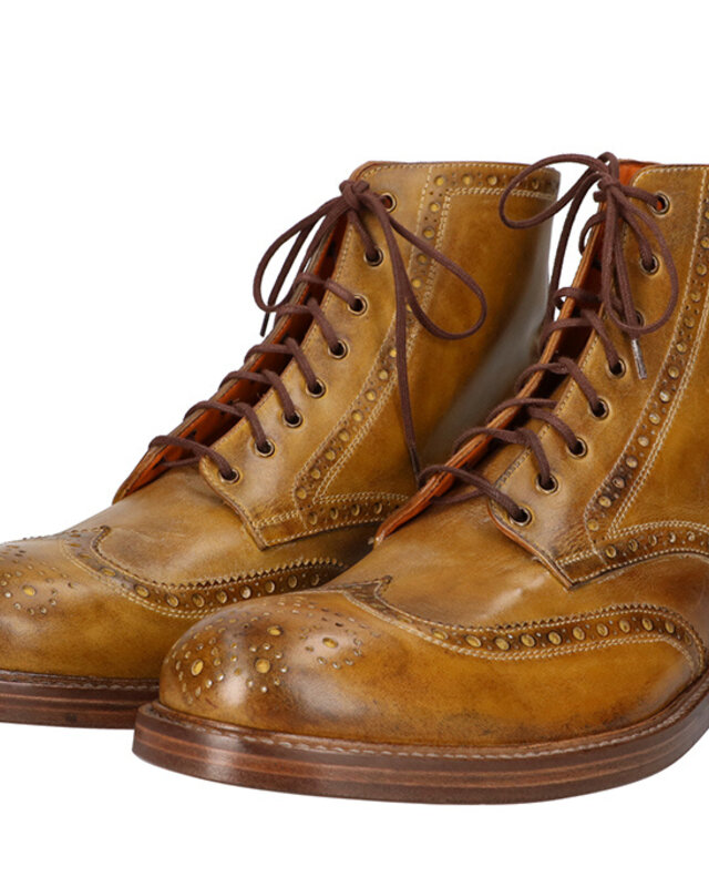 Chaussures Jeremiah peintes à la main olive-cognac
