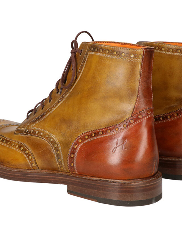 Zapatos Jeremiah pintados a mano coñac-oliva