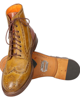 Chaussures Jeremiah peintes à la main olive-cognac