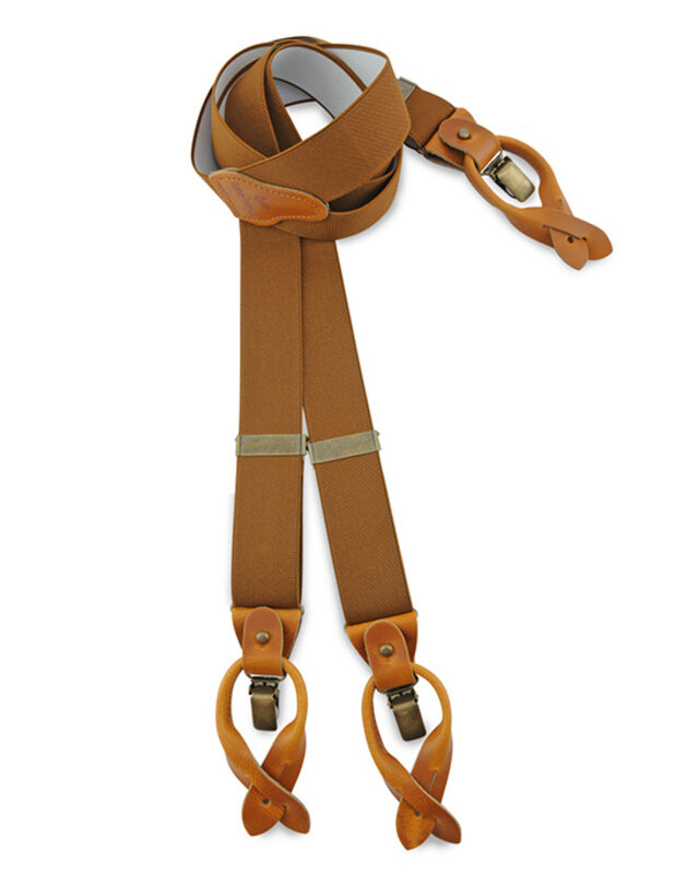 Sir Redman Hosenträger und Fliege Kombi-Paket | Cognac | Traditionelle Hosenträger für Männer
