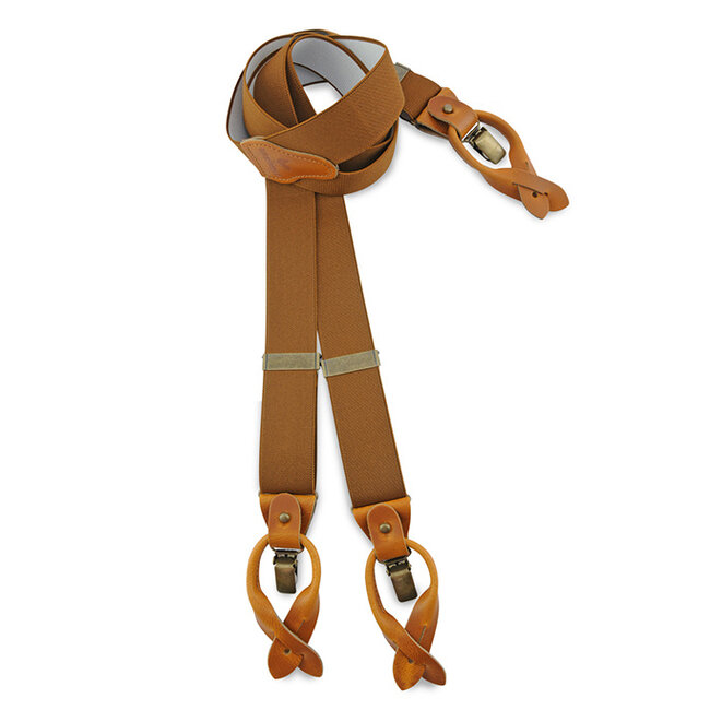 Sir Redman Bretels en Vlinderdas combipack | Cognac | Traditionele bretels voor heren