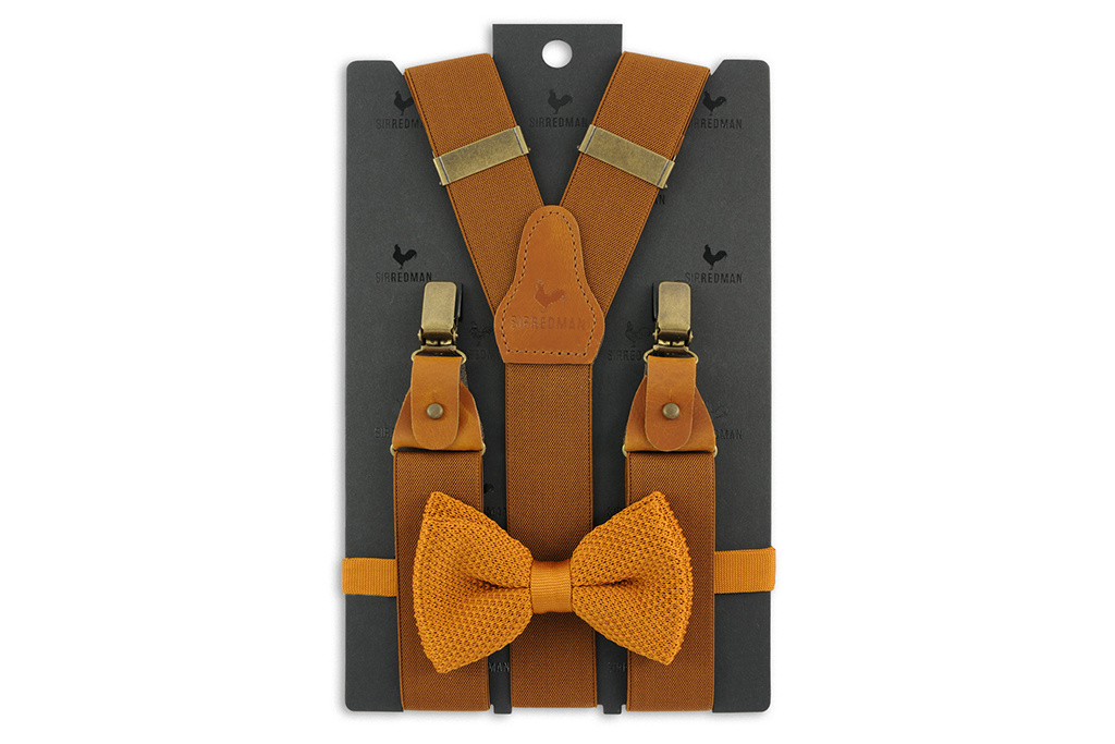Sir Redman Traditional suspenders for men  - Sir Redman Combi Pack Cognac