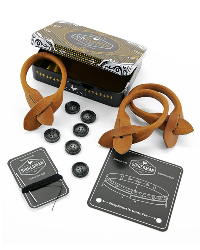 Sir Redman Hosenträger und Fliege Kombi-Paket | Cognac | Traditionelle Hosenträger für Männer