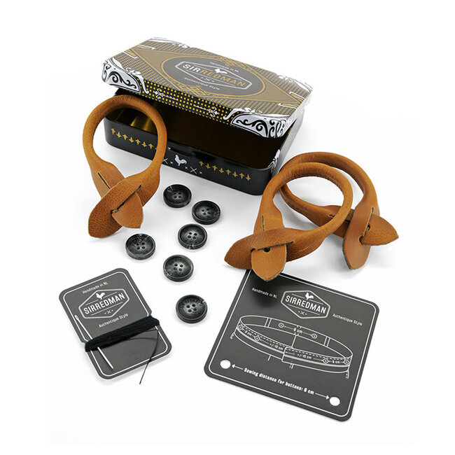 Sir Redman Bretels en Vlinderdas combipack | Cognac | Traditionele bretels voor heren