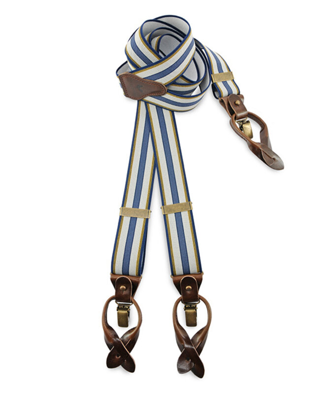 Sir Redman Ensemble de bretelles et nœud papillon | Bleu / jaune / gris clair | Bretelles traditionnelles pour hommes