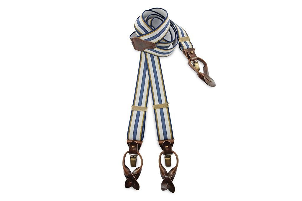 Sir Redman Ensemble de bretelles et nœud papillon | Bleu / jaune / gris clair | Bretelles traditionnelles pour hommes