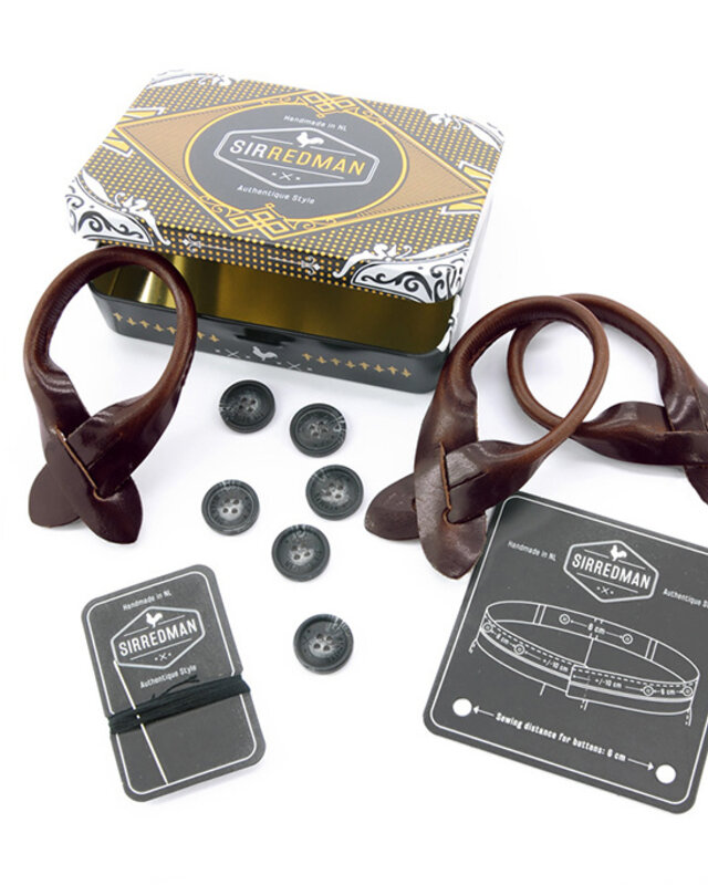 Sir Redman Hosenträger und Fliege Kombi-Paket | Blau / Gelb / Hellgrau | Traditionelle Hosenträger für Männer