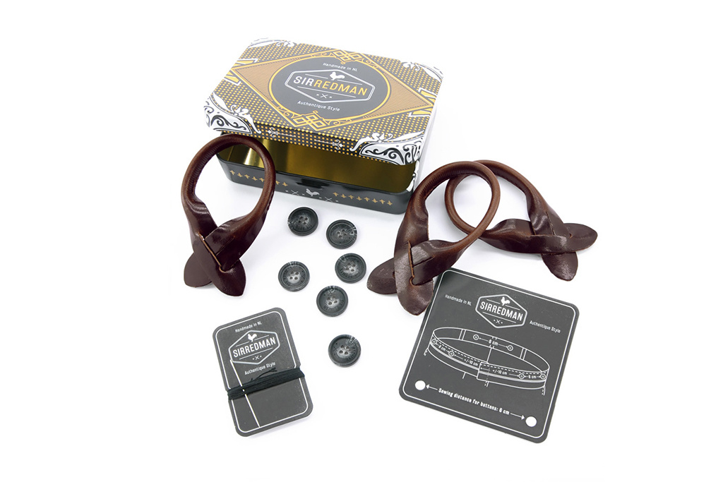 Sir Redman Braces and bow tie combo pack | Blue / yellow / light grey | Traditional braces for men