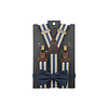 Bretels en Vlinderdas combipack | Blauw / geel / lichtgrijs | Traditionele bretels voor heren