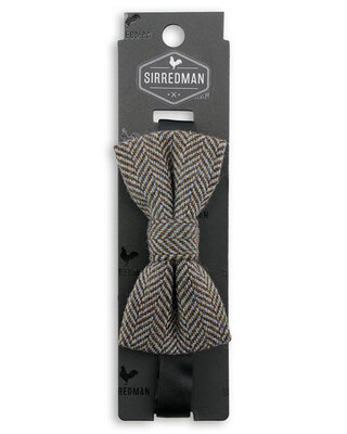 Sir Redman Luxury Bow tie | Brown/light blue | Tweed | Elegant bow tie for men