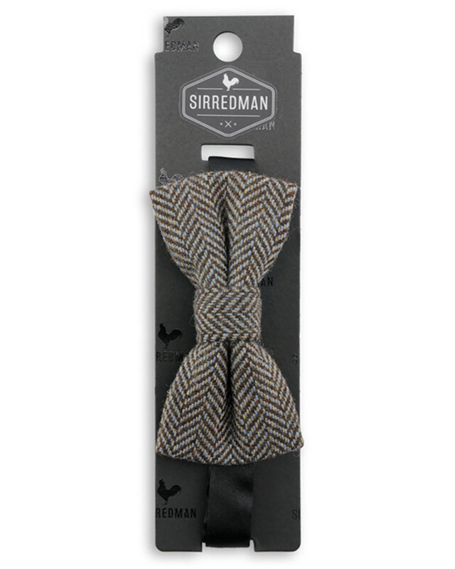 Sir Redman Luxus Fliege | Braun/hellblau | Tweed | Elegante Fliege für Männer
