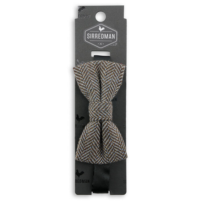 Sir Redman Luxe Vlinderdas | Bruin/lichtblauw | Tweed | Elegante vlinderdas voor mannen