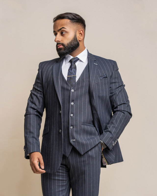 Cavani Costume homme | costume 3 pièces | bleu marine à rayures | Thomas Shelby | Peaky Blinders