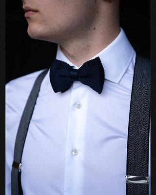 Sir Redman Paquete combinado de tirantes y pajarita | Espiga azul | Tirantes tradicionales para hombre