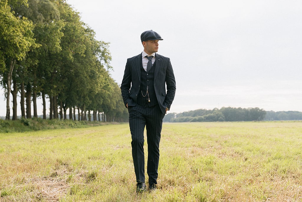 Cavani Suit for men | 3-piece suit | navy blue striped | Thomas Shelby | Peaky Blinders