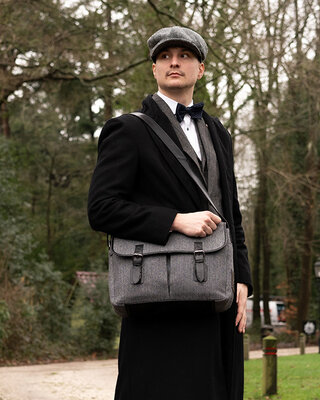 Tweed messenger bag Grijs