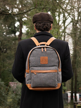 Tweed Rucksack grau/Cognac