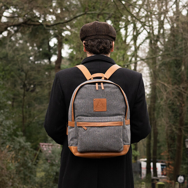 Digbeth - Mochila de tweed Gris/Coñac