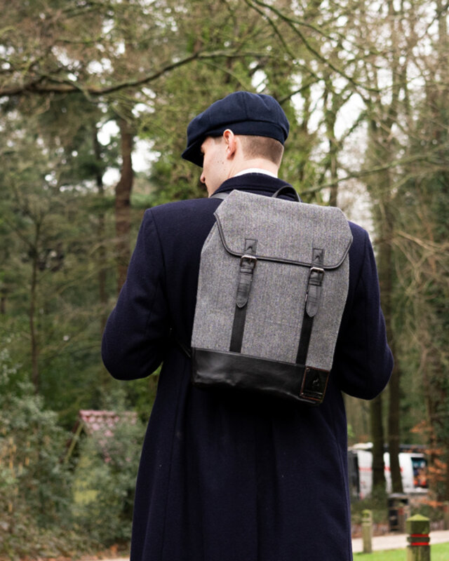 Danny - Sac à dos en tweed - Gris/Noir