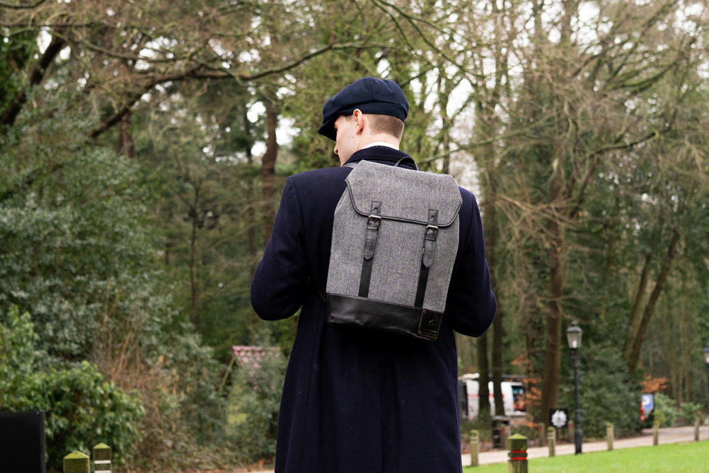 Danny - Mochila de tweed - Gris/Negro