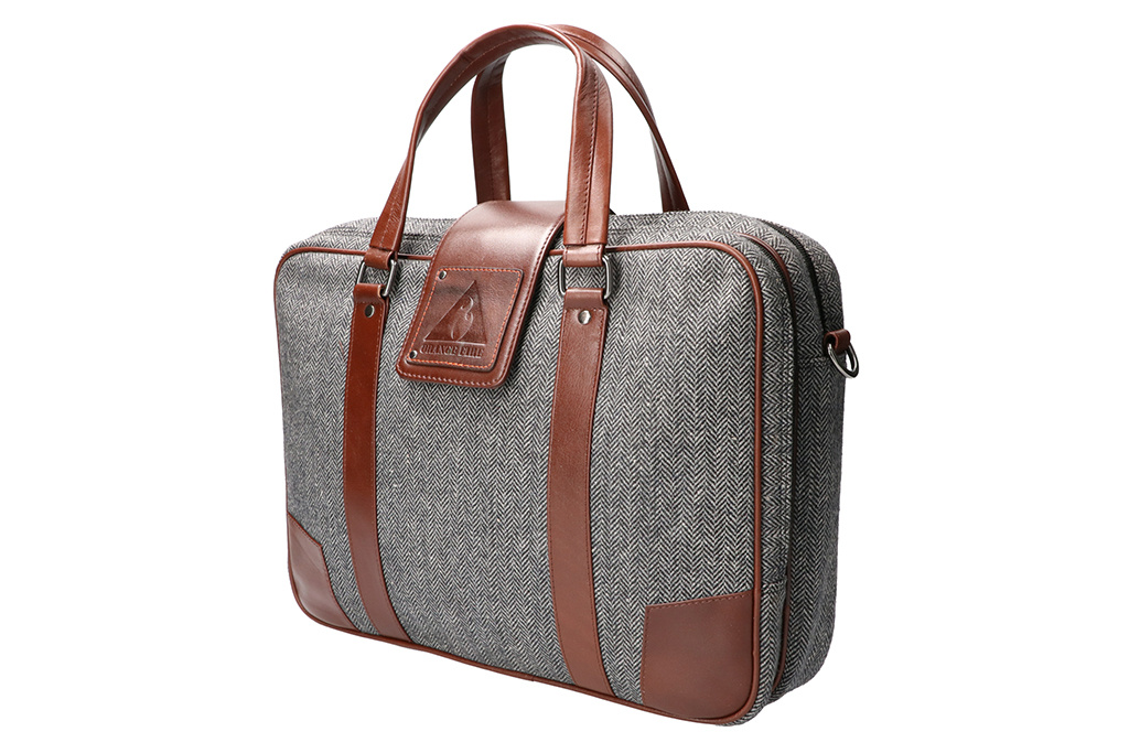 Arthur - Tweed Laptop Bag Grey/Brown