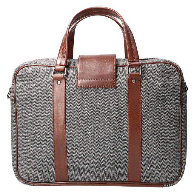 Laptoptas | 15 Inch | Grijs Tweed | Bruin Leer | by Orange Fire