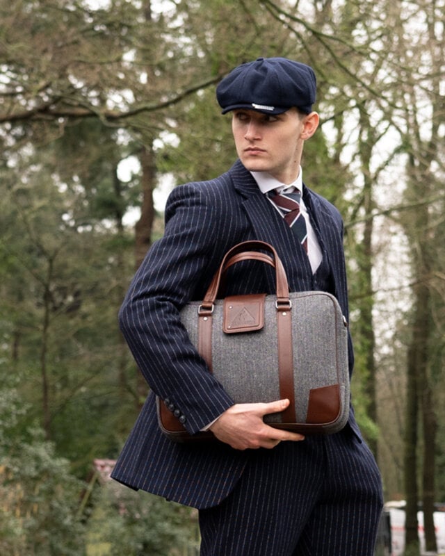 Arthur - Sac pour ordinateur portable en tweed Gris/Marron