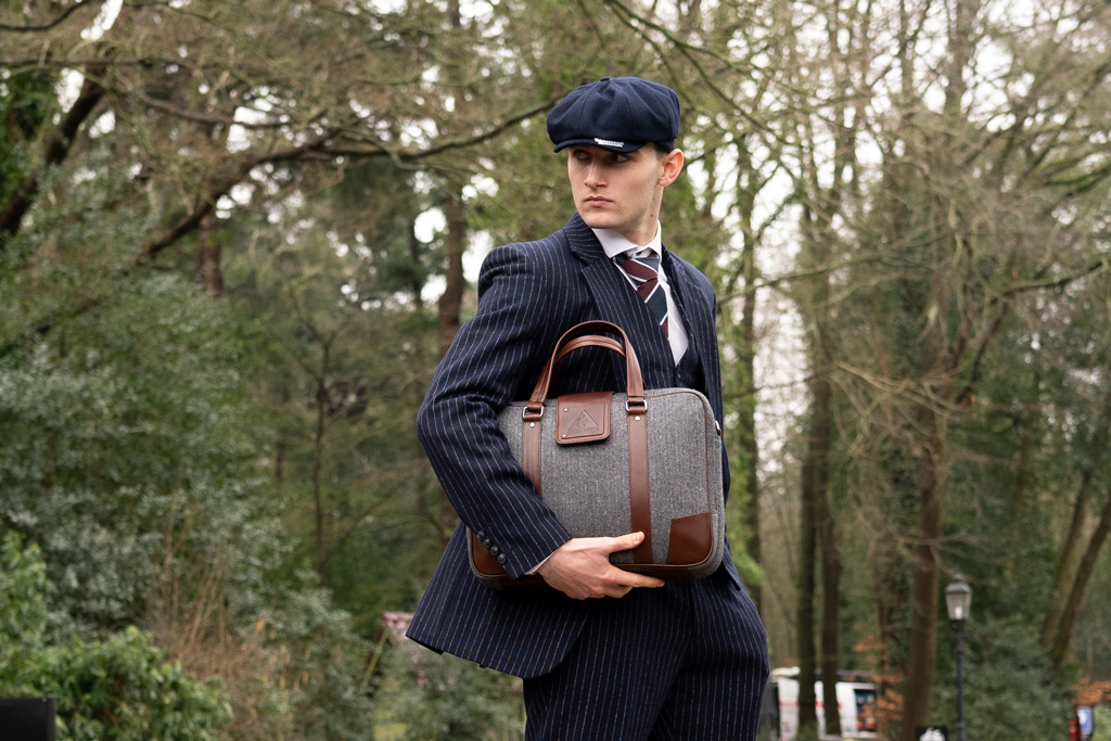 Arthur - Bolsa de ordenador portátil de tweed Gris/marrón