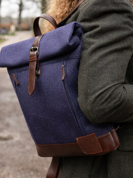 Mochila Tweed enrollable - De color azul/marrón